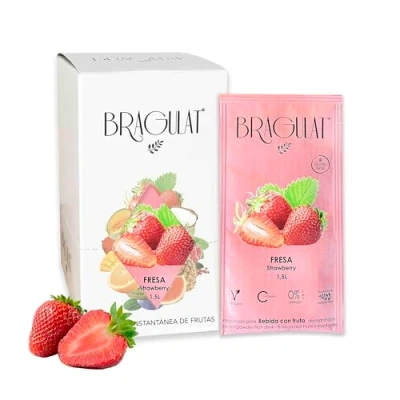 Afbeelding van BRAGULAT Aardbeienfrank Instant drankjes en verfrissingen poeder Suikervrije aroma&#039;s met vitamine C B12 15 zakjes