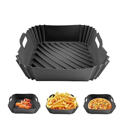 Afbeelding van Fousenuk Siliconen bakvorm, herbruikbaar, accessoires voor luchtfriteuse, vierkante friteusemand van siliconen, anti aanbaklaag, potvoering airfryer, magnetron, taartvorm