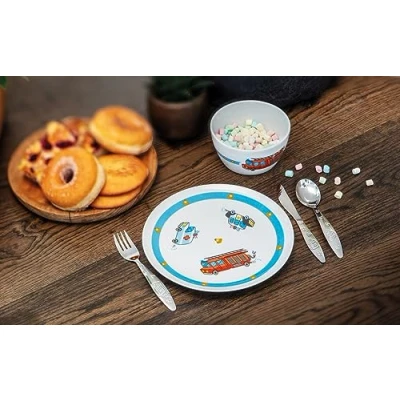 Afbeelding van Zilverstad Dinner set Emergency vehicles 5 pcs
