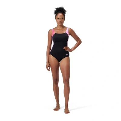 Afbeelding van Speedo Womens Shaping Lunalustre Printed Piece Badpak, Dames, Maat: 46, Neon violet