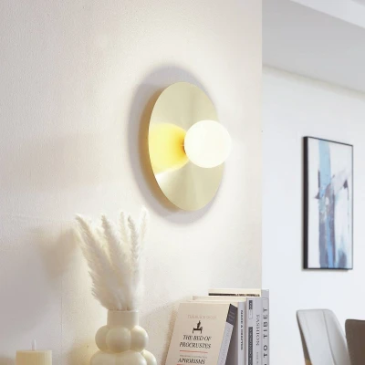 Afbeelding van Lindby wandlamp Zain, goud/wit, glas, Ø 33 cm, G9