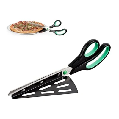 Afbeelding van Relaxdays pizzaschaar met pizzaschep edelstaal pizzasnijder keukenschaar taartschep