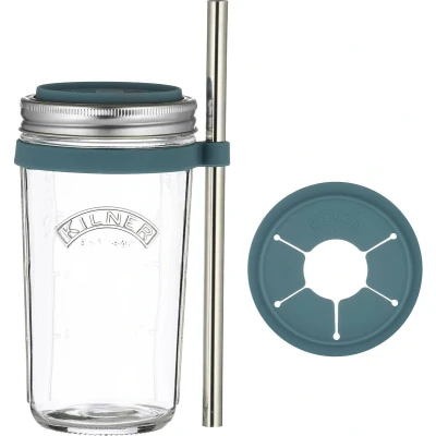 Afbeelding van Kilner smoothie maker Shakebeker Incl. spatbescherming en rietje 0.5L weckpot Glas