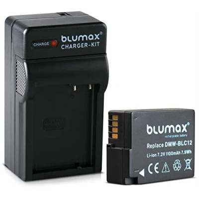 Afbeelding van Blumax Hoogwaardige batterij 1100 mAh + oplader compatibel met Panasonic DMW BLC12 BLC12e DMC GX8 G70 G81 G85 G7 G6 G5 FZ2000 FZ2500 FZ1000 FZ200 FZ300