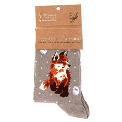 Afbeelding van Wrendale Designs sokken met patroon, Grijs Fox Born To Be Wild, M, Wild