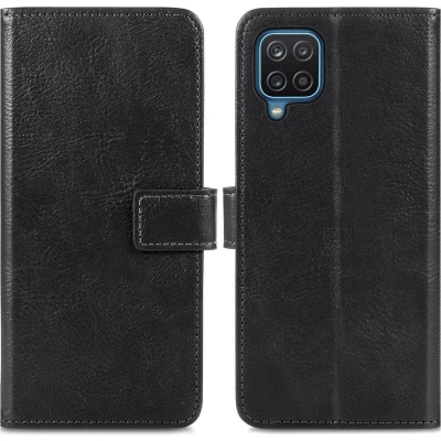 Afbeelding van iMoshion Hoesje Geschikt voor Samsung Galaxy A12 Met Pasjeshouder Luxe Bookcase Zwart