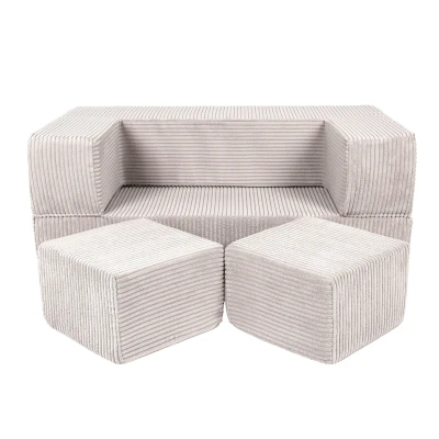 Afbeelding van Kindersofa van zacht velours Ecru