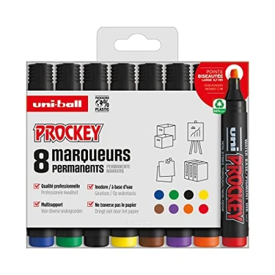 Afbeelding van Uni ball Permanent Marker Prockey Pm 126, Etui Van 8 Stuks, Assorti