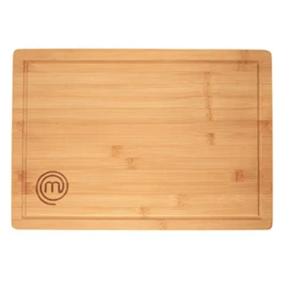 Afbeelding van MasterChef Snijplank van hout, grote plank voor het bereiden, snijden, snijden en serveren, extra dik hout met sapgroef, 38,5 x 27,5 cm 3 cm, belangrijk gewicht, bamboe