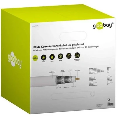 Image de goobay 74020 Câble d&#039;antenne coaxial avec 4 Prises CCS 305 m Blanc