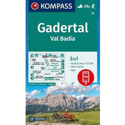 Afbeelding van KOMPASS Wanderkarte 51 Gadertal / Val Badia 1:25.000