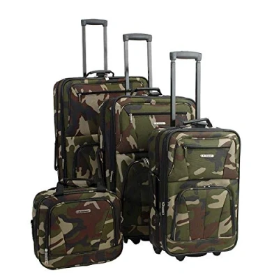 Afbeelding van Set van 4 rolbagage Rockland, Camouflage, Journey Softside Kofferset, recht