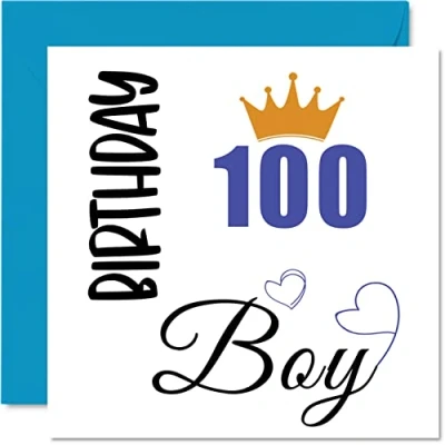 Afbeelding van Verjaardagskaart voor mannen 100e verjaardag jongens verjaardagskaarten 100 jaar, overgrootvader, schoonvader, oom, 145 mm x mm,