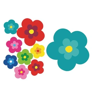 Afbeelding van tradercat Pril Set van 8 autostickers, bloemenmotief, retrostijl, voor alle gladde oppervlakken, ideaal je auto, bloemen (turquoise)