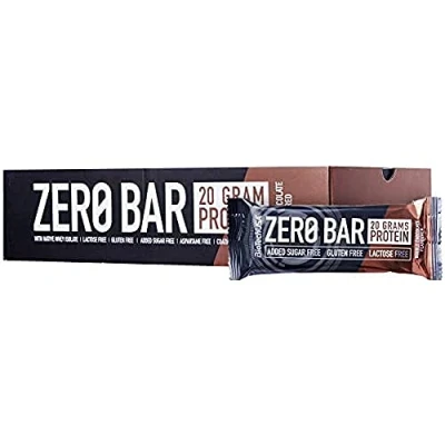 Afbeelding van Zero Bar Double Chocolate 20 x 50 g Display Stand Eiwitrepen Suikervrij, lactosevrij, glutenvrij BiotechUSA