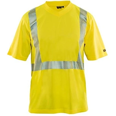 Afbeelding van T shirt High Vis lange mouw UPF 40+ UV V hals 3386 geel
