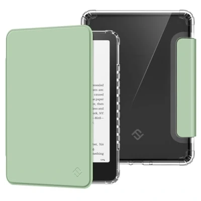 Afbeelding van Fintie Kindle Paperwhite (12e generatie) 2024 en Colorsoft Signature Edition, transparant zacht TPU beschermhoesje met automatische slaap/wake, agave groen