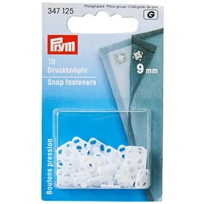 Afbeelding van Prym Aannaai drukknopen 15 stuks 9 mm plastic wit