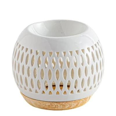 Afbeelding van Geurbrander aromabrander wit keramiek Trellis