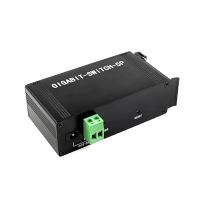 Afbeelding van Waveshare Industrial Grade 5P Gigabit Ethernet Switch, IEEE 802.3X Compliant Full Duplex 10/100/1000M Connection, DIN Rail Mount