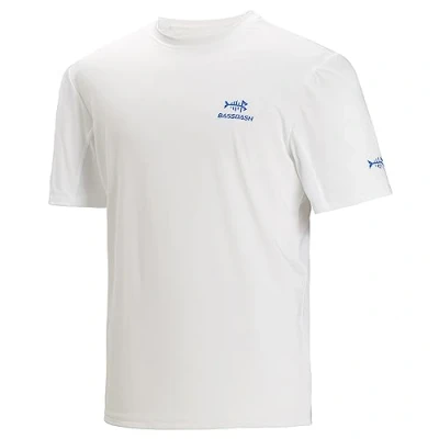 Afbeelding van Bassdash Vissersshirt met korte mouwen UPF 50+ voor heren, Wit/Helder Blauw Logo