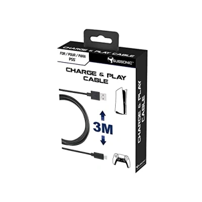 Image de Câble de recharge Subsonic USB C XXL pour manette Dual Sense PS5 3 mètres