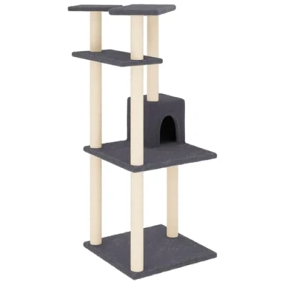 Afbeelding van vidaXL Kattenmeubel met sisal krabpalen 123 cm donkergrijs