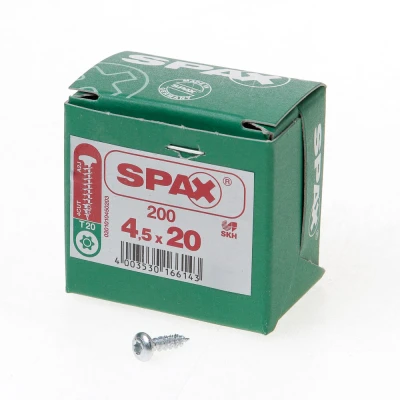 Afbeelding van Spax spaanplaatschroeven cilinderkop verzinkt T Star T20 4.5x20mm (per 200 stuks)