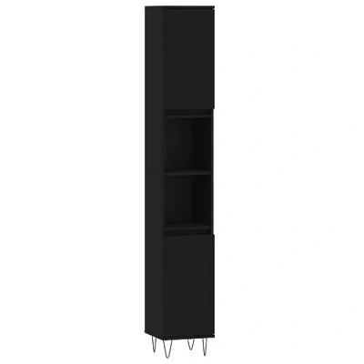 Image de vidaXL Armoire de salle bain noir 30x30x190 cm bois d&#039;ingénierie831525