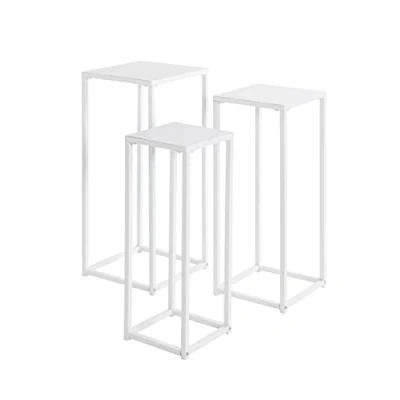 Afbeelding van HAKU Möbel set van 3 plantenhouders wit, metaal maat: L 22/26/30 cm x H 61/66/71 D cm, stijl: modern