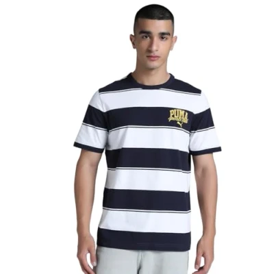 Afbeelding van PUMA CLASS Striped Tee Heren tshirt new navy Maat S