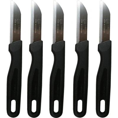 Afbeelding van Solingen Schilmesje RVS Glad 16 cm met Ophangoog Zwart 5 Stuks