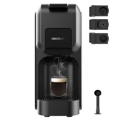 Afbeelding van Cecotec Freestyle Compact Black capsulekoffiezetapparaat, 1350 W, Thermoblock verwarming, Forcearoma technologie 20 bar, 4 in 1 espressomachine. Geschikt voor gemalen koffie, Dolce Gusto, Nespresso en