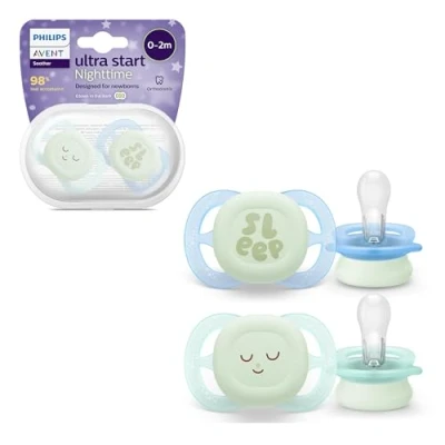 Afbeelding van Philips Avent Ultra Start Nighttime 0 2 maanden speentjes groen/blauw Voor pasgeborenen​ ​SCF075/08