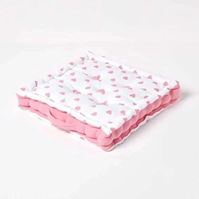 Afbeelding van Homescapes zitkussen roze harten 50 x 10 cm