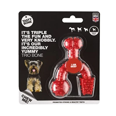 Afbeelding van TastyBone Toy Trio Bone Beef Hond Kauwspeelgoed Vegan Kluif Nylabone