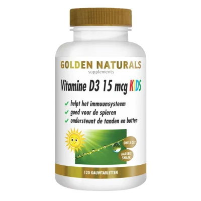 Afbeelding van Golden Naturals Vitamine D3 15 mcg Kids Kauwtabletten