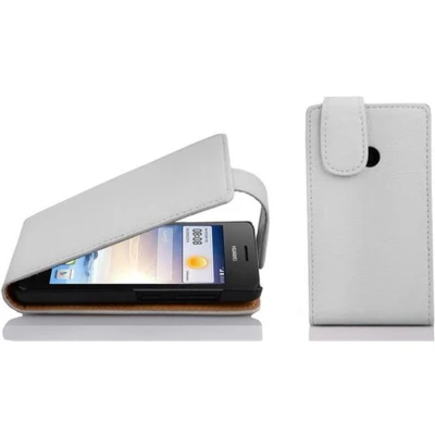 Afbeelding van Cadorabo Hoesje voor Huawei ASCEND G330 in MAGNESIUM WIT Beschermhoes flip design Case Cover van getextureerd imitatieleer