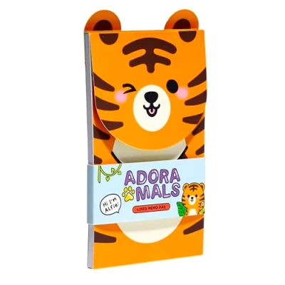 Afbeelding van Notitieboekje Flip Open Memoblok Tijger Adoramals Gelinieerd 17.5x9.5x0.5cm