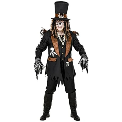 Afbeelding van Widmann Heks &amp; Spider Lady Voodoo Duistere Religie Kostuum Zwarte Magie Houngan Man Bruin, Zwart XXL Carnavalskleding Verkleedkleding