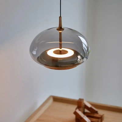Afbeelding van LOOM DESIGN LED hanglamp Avalon roségoud/grijs Ø 20 cm glas