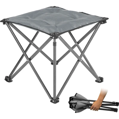 Afbeelding van Campingkruk, opvouwbaar, ultralicht, draagbare klapkruk, campingkruk met draagtas, opvouwbare kruk voor outdoor, camping, wandelen, vissen, viskruk tot 150 kg, grijs