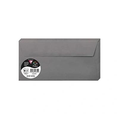 Afbeelding van Clairefontaine 5635C, verpakking met 20 zelfklevende enveloppen, formaat DL, 11 x 22 cm, 120 g/m², kleur: staalgrijs, uitnodiging voor evenementen en correspondentie, Pollen serie, glad papier van