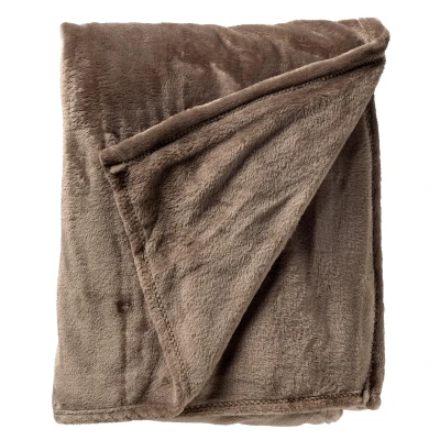 Afbeelding van Dutch Decor CHARLIE Plaid 200x220 cm extra grote fleece deken effen kleur Driftwood taupe