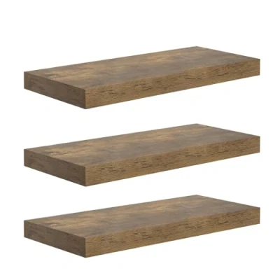 Afbeelding van WOLTU Wandrek, boekenkast, decoratieve wandplanken, MDF hout, set van 3, hangplanken, vintage bruin
