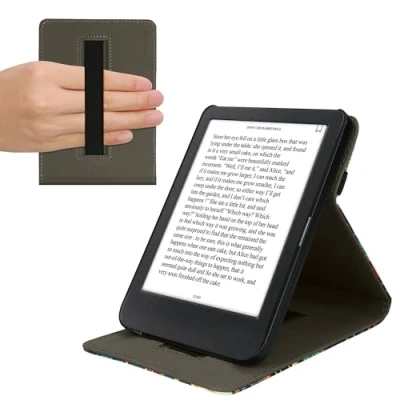 Afbeelding van kwmobile e reader hoesje geschikt voor Kobo Clara BW / Colour hoes Ereader flip case met standaard Kunstleren cover bibliotheek design in meerkleurig