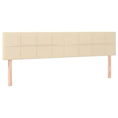 Afbeelding van vidaXL Hoofdbord LED 180x5x78/88 cm stof crèmekleurig
