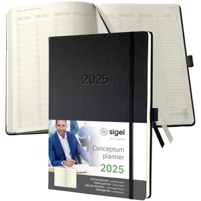 Afbeelding van Weekagenda Conceptum A4 2025 (NL/FR/EN/DU), verticaal zwart Hardcover