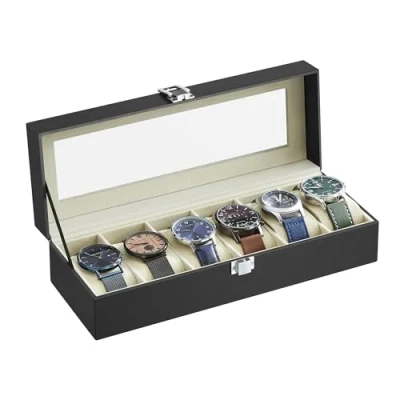 Afbeelding van Horloge etui met glazen deksel zwart