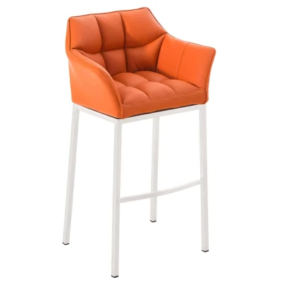Afbeelding van Barkruk Sarpsborg Kunstleer met 4 poots Frame Wit Oranje